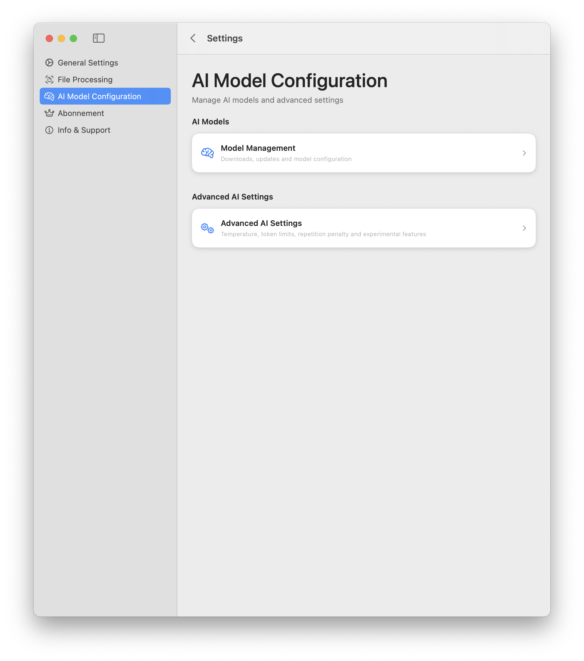 PDF AI Renamer Settings - AI Model Config